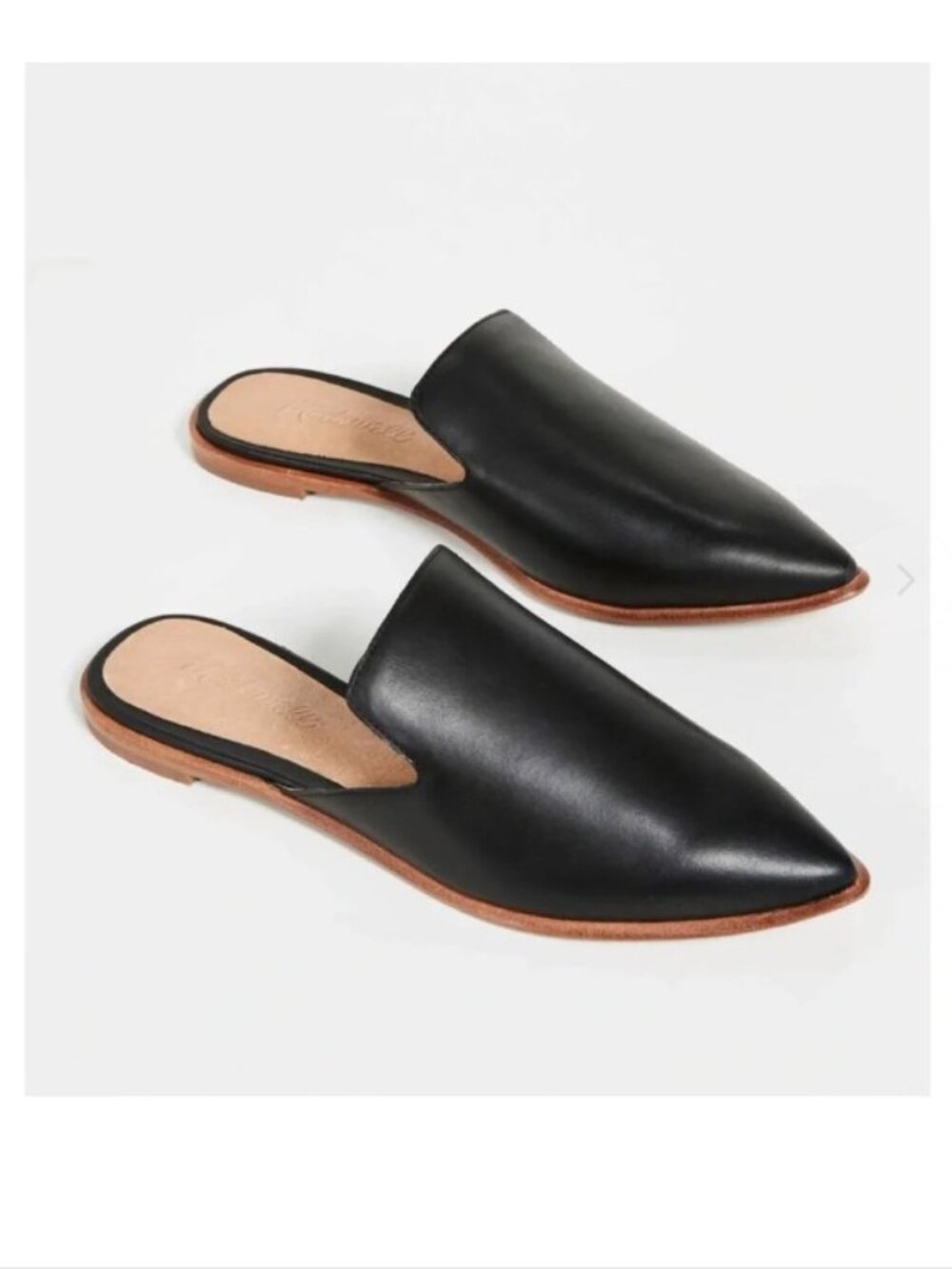 Madewell The Gemma Black Leather Pointed Toe Mule Sz 7